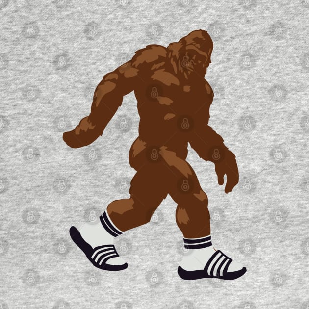 Bigfoot Wearing Slides with Socks by CTKR Studio